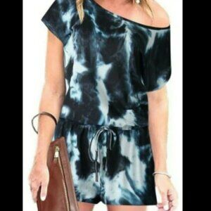 Snugwind Women's Casual Off Romper Jumpsuit Short Sleeve Loose XXL Pockets (I1)